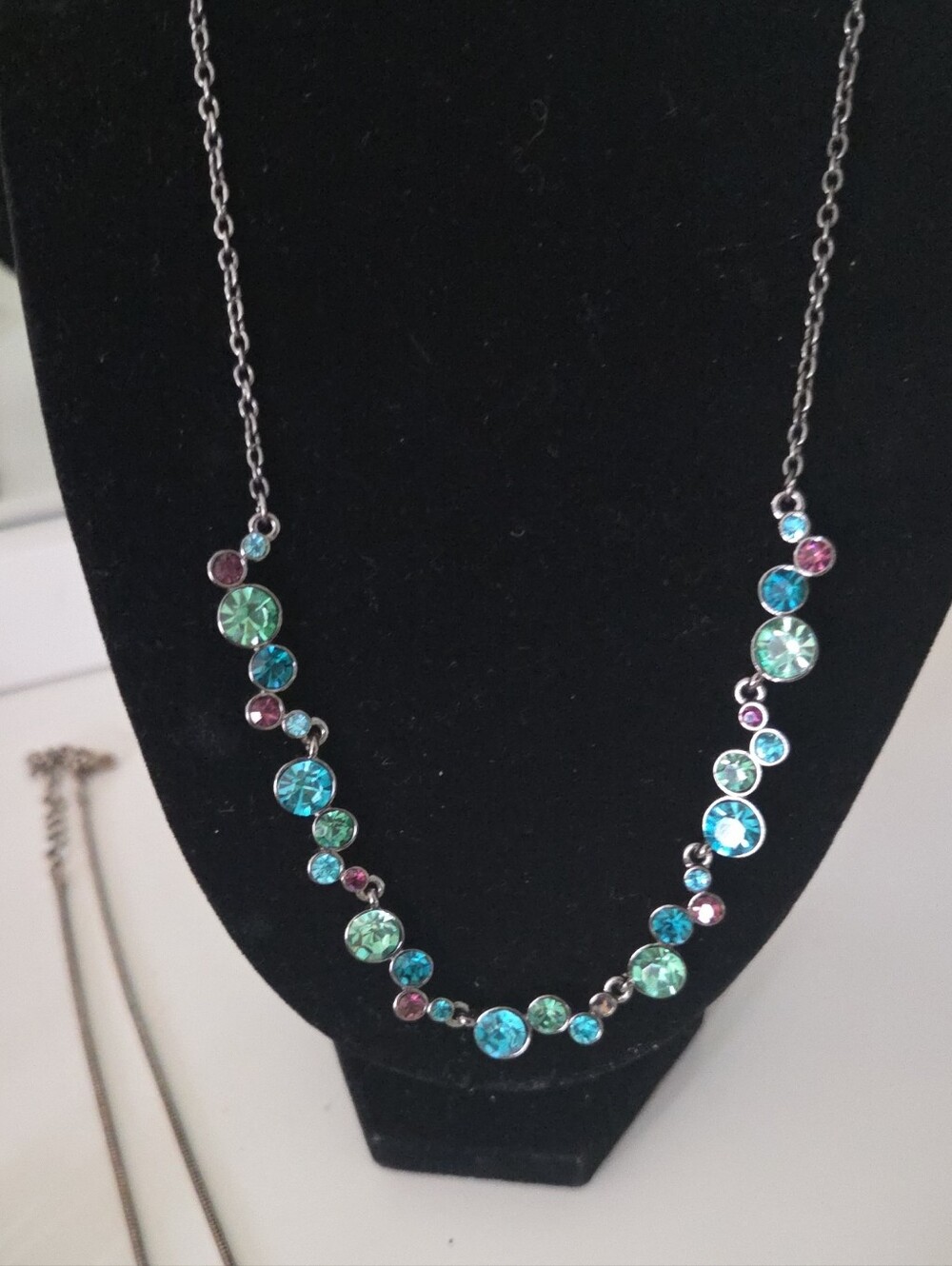 Napier Multicolor Crystal Station Necklace in Blue, Teal, Mint & Purple